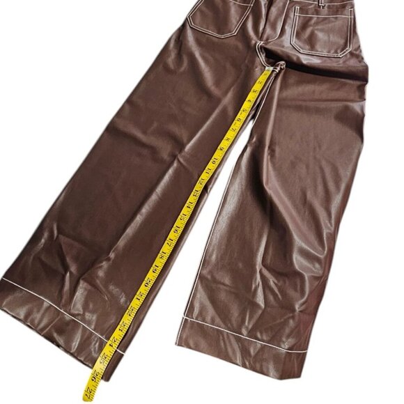 Anthropologie Maeve The Colette Faux-Leather Top-Stitch Crop Wide-Leg Pants, 29 - Picture 5 of 10